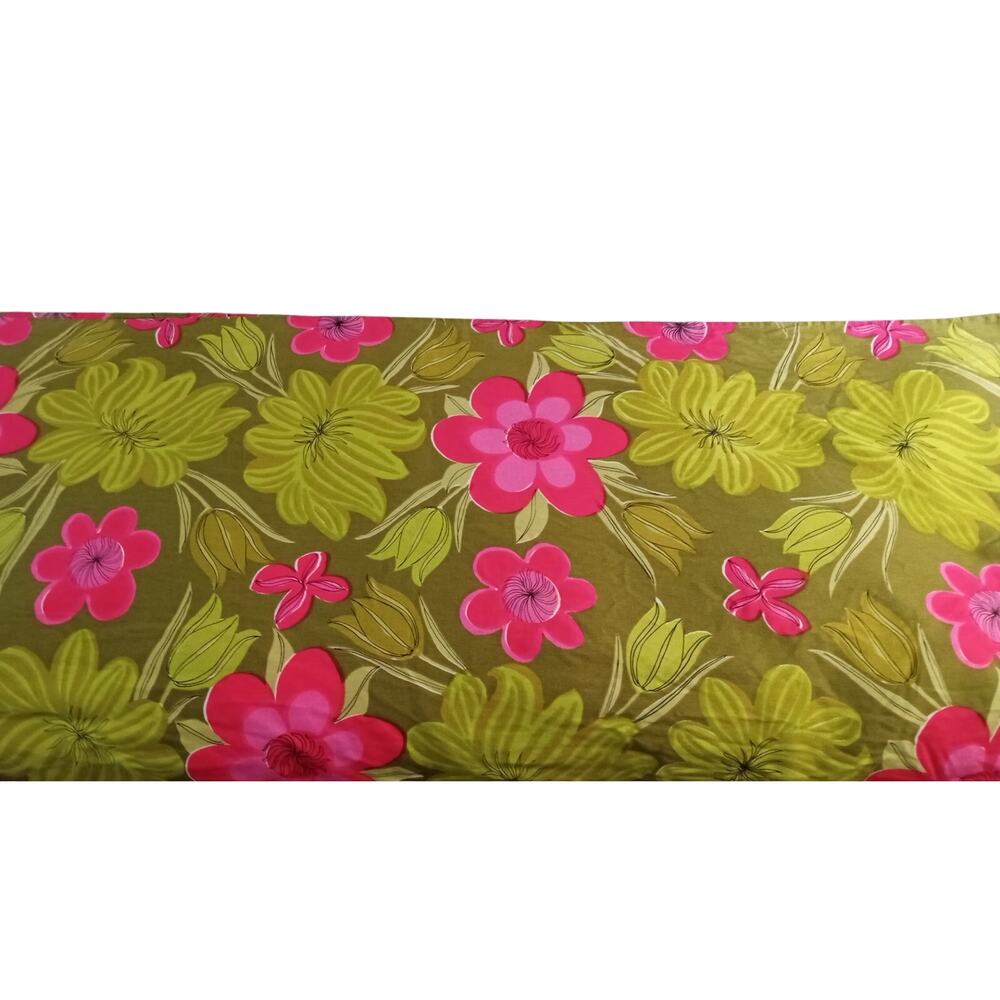 Vera Neumann Tablecloth Green Pink Floral Cotton 58" x 100" Mod MCM - Picture 4 of 8